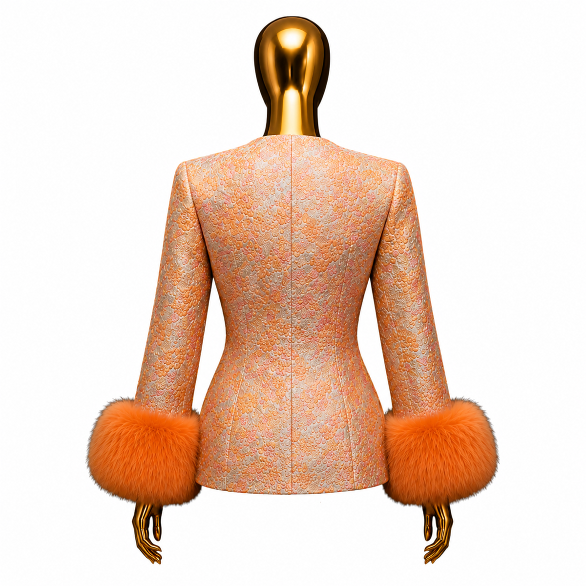 Koko La Lux Aurelia Orange-Cuff Tweed Blazer