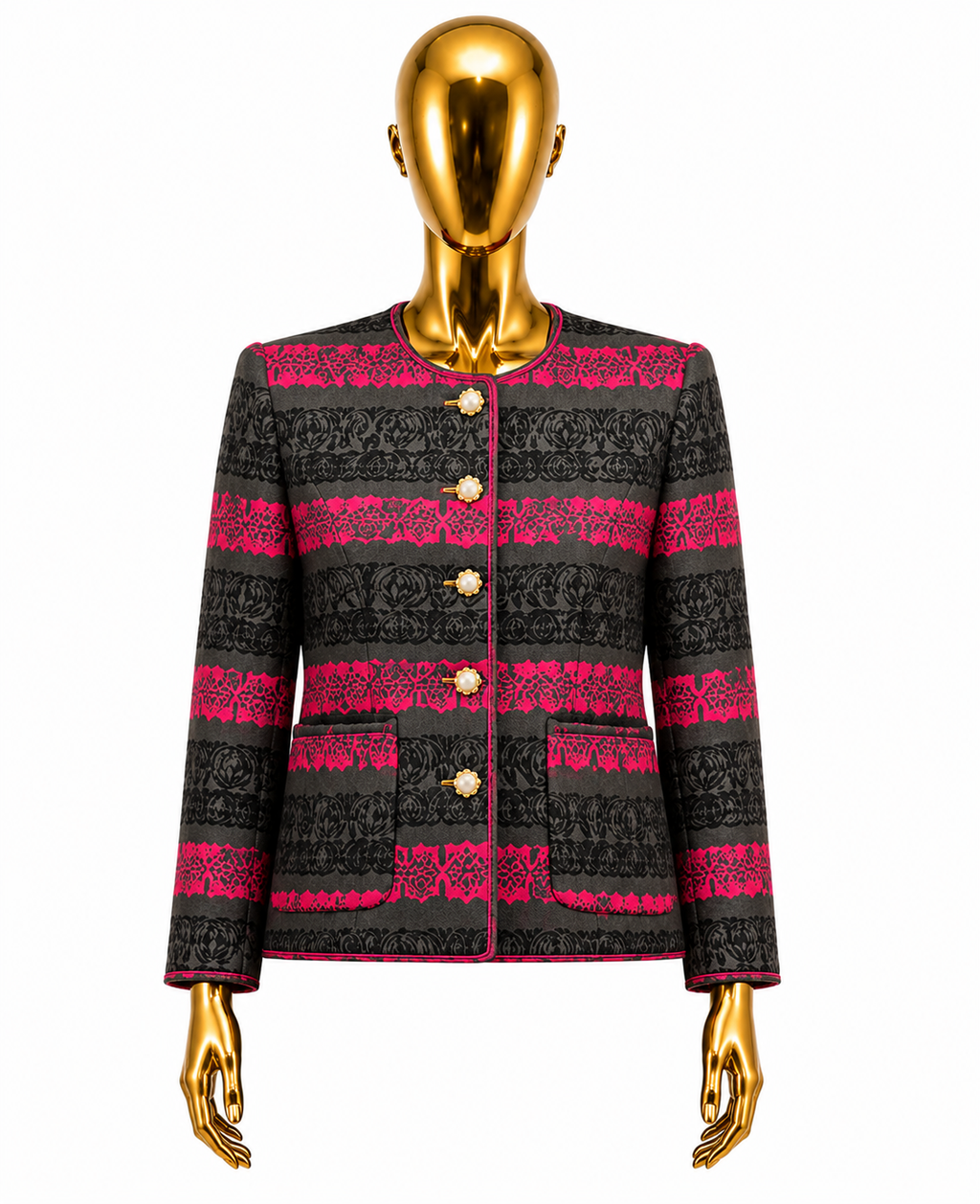 Textured Basketweave Button Front Jacket