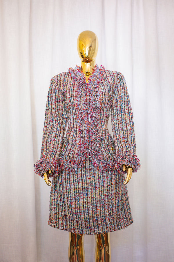 Multicolor Bouclé Tweed Co-Ord