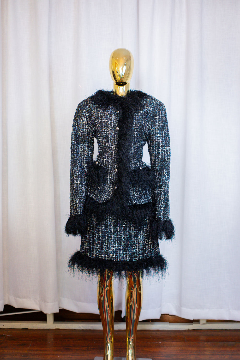Bouclé Tweed Feather Co-Ord