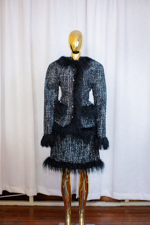 Bouclé Tweed Feather Co-Ord