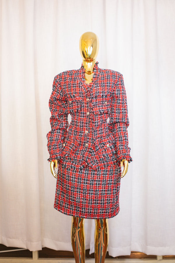 Vintage-Inspired Tweed Suit Set