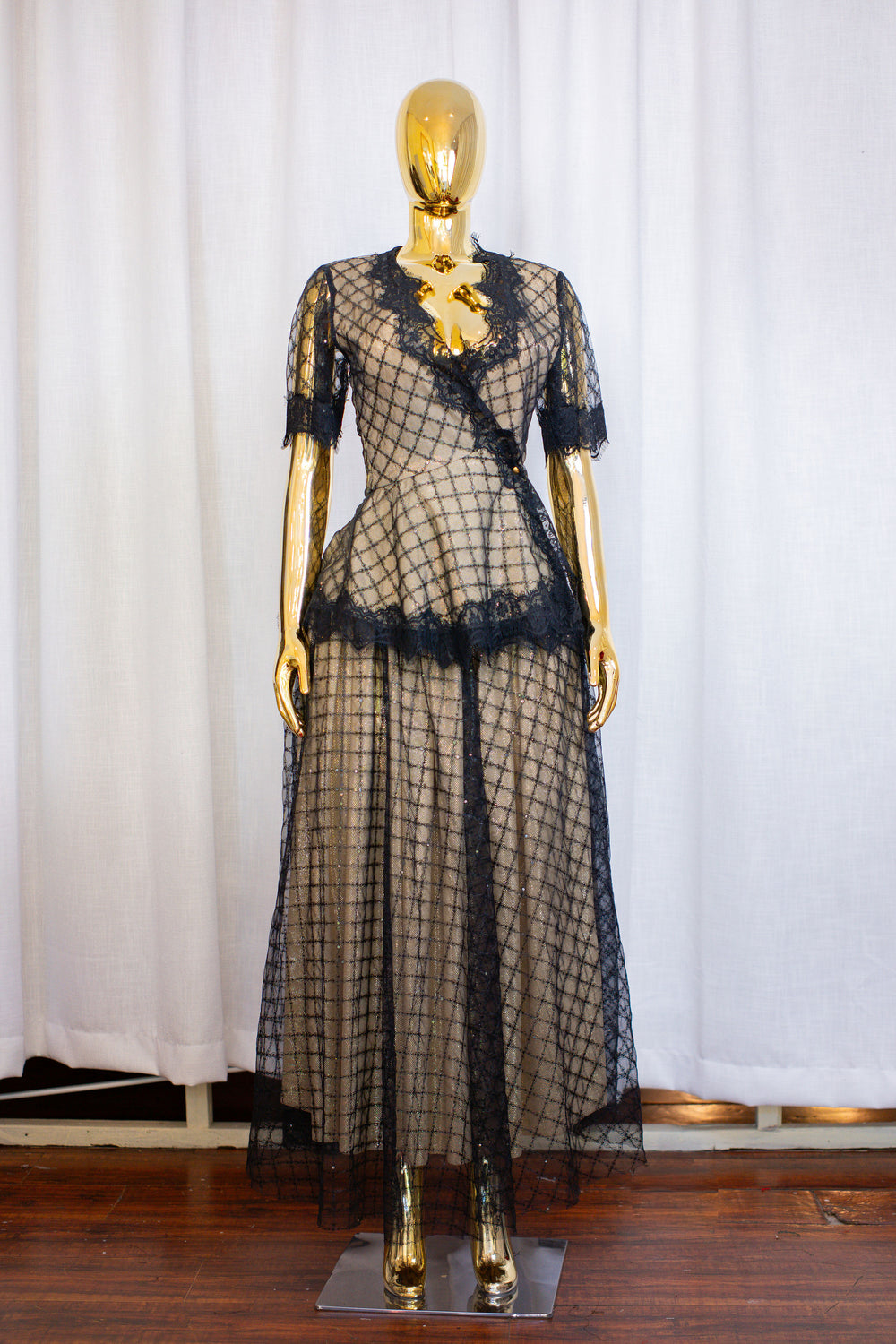 Sheer overlay gown