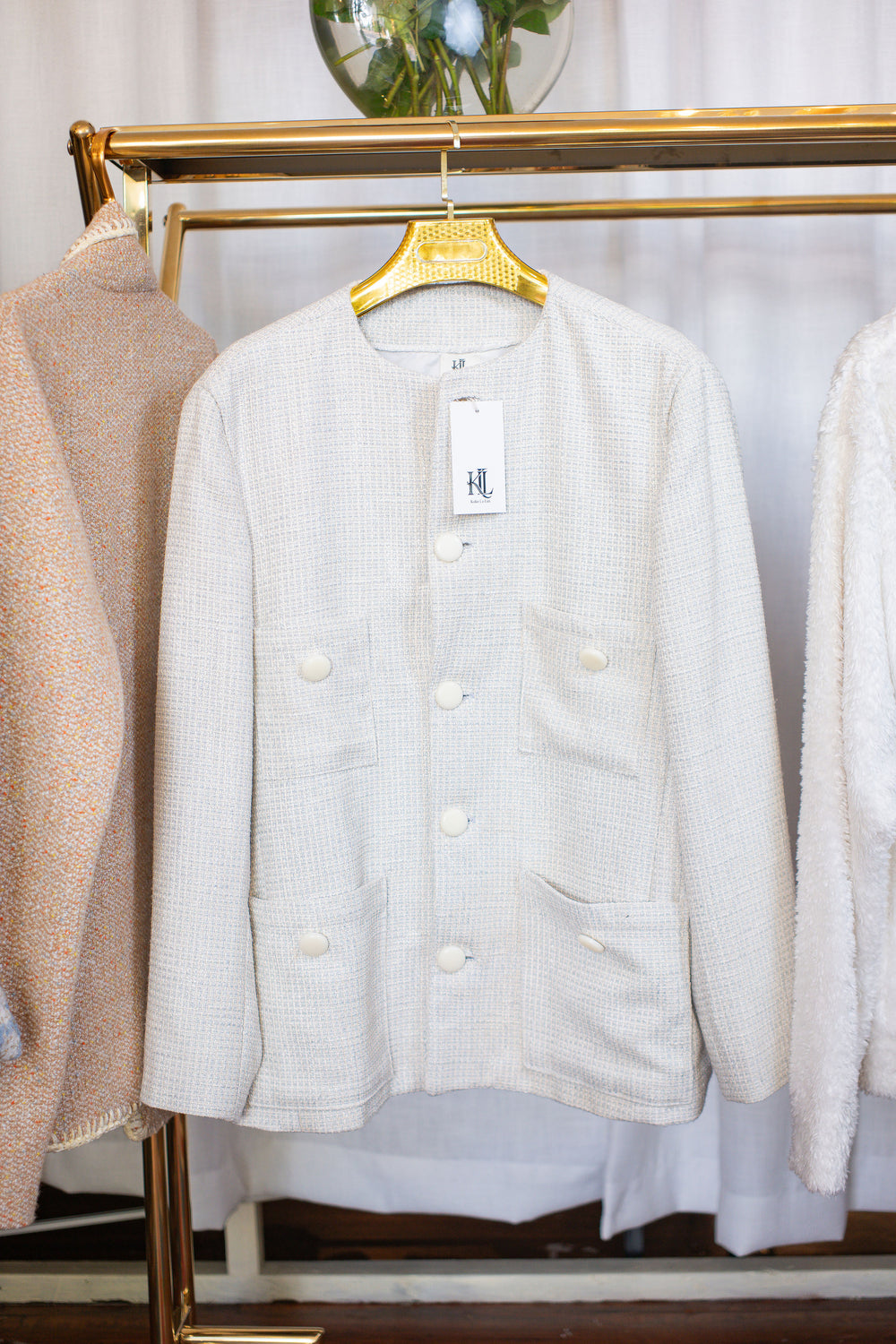 Textured Basketweave Button Front Jacket