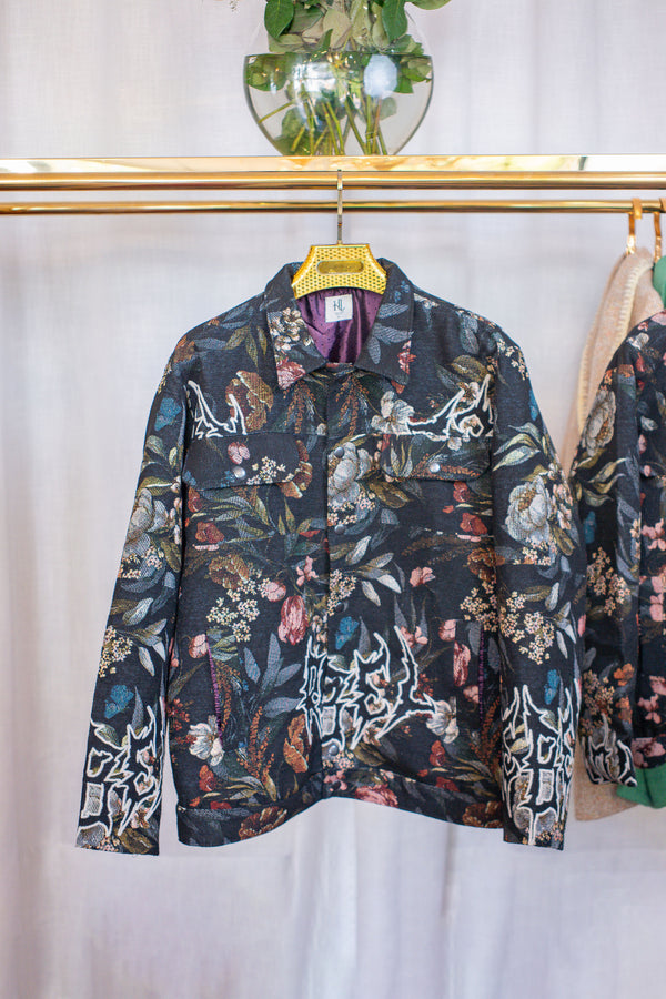 Structured floral overshirt jacket