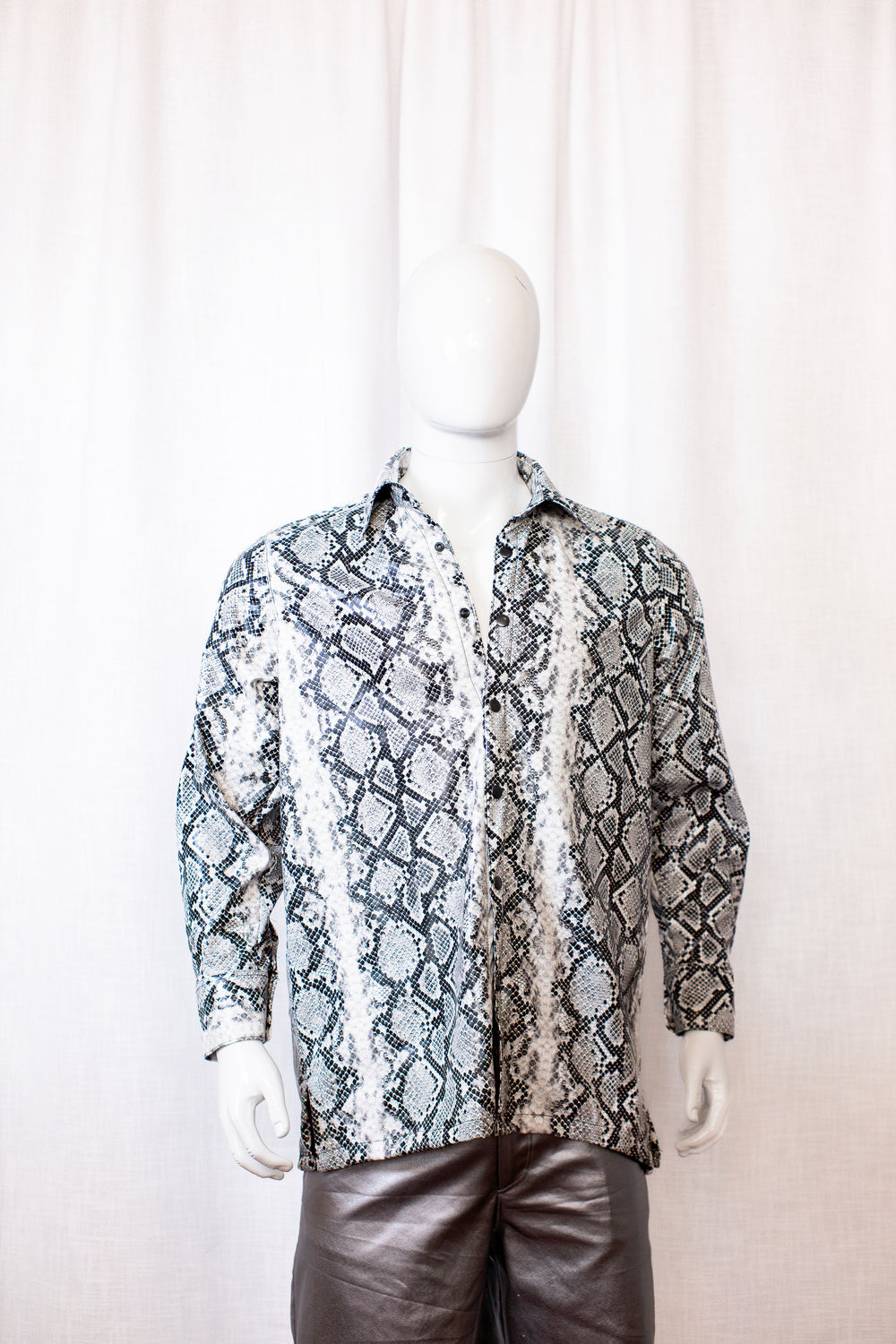 Snake print button-up shirt